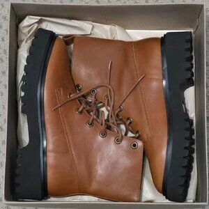 Madewell Lace-up Lugsole Boots Leather